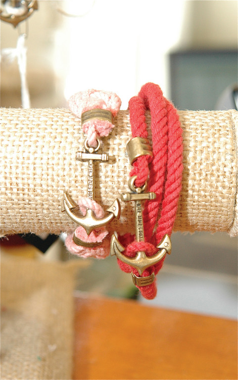 Locally made nautical jewelry is perfect for warm weather on the Bay. Kiel James Patrick, braided $40, wrap $38
