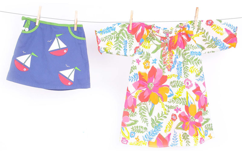 Sailboat skirt, $4.99 at Children’s Orchard; floral tunic, $68 at Groovy Gator