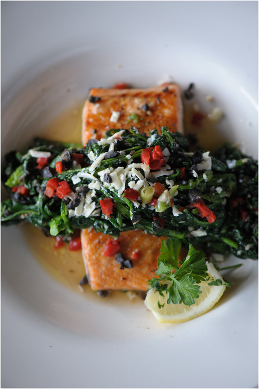 Grilled Salmon Rabe