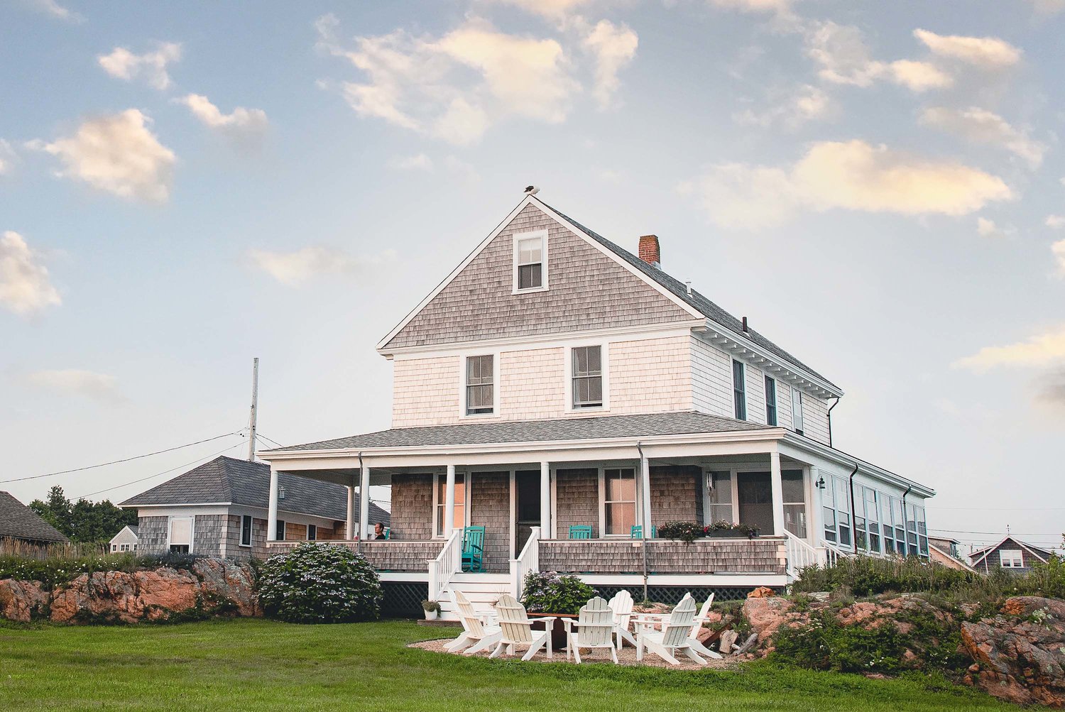The newly renovated “Big House” sits on scenic Sakonnet Harbor and is outfitted for gatherings