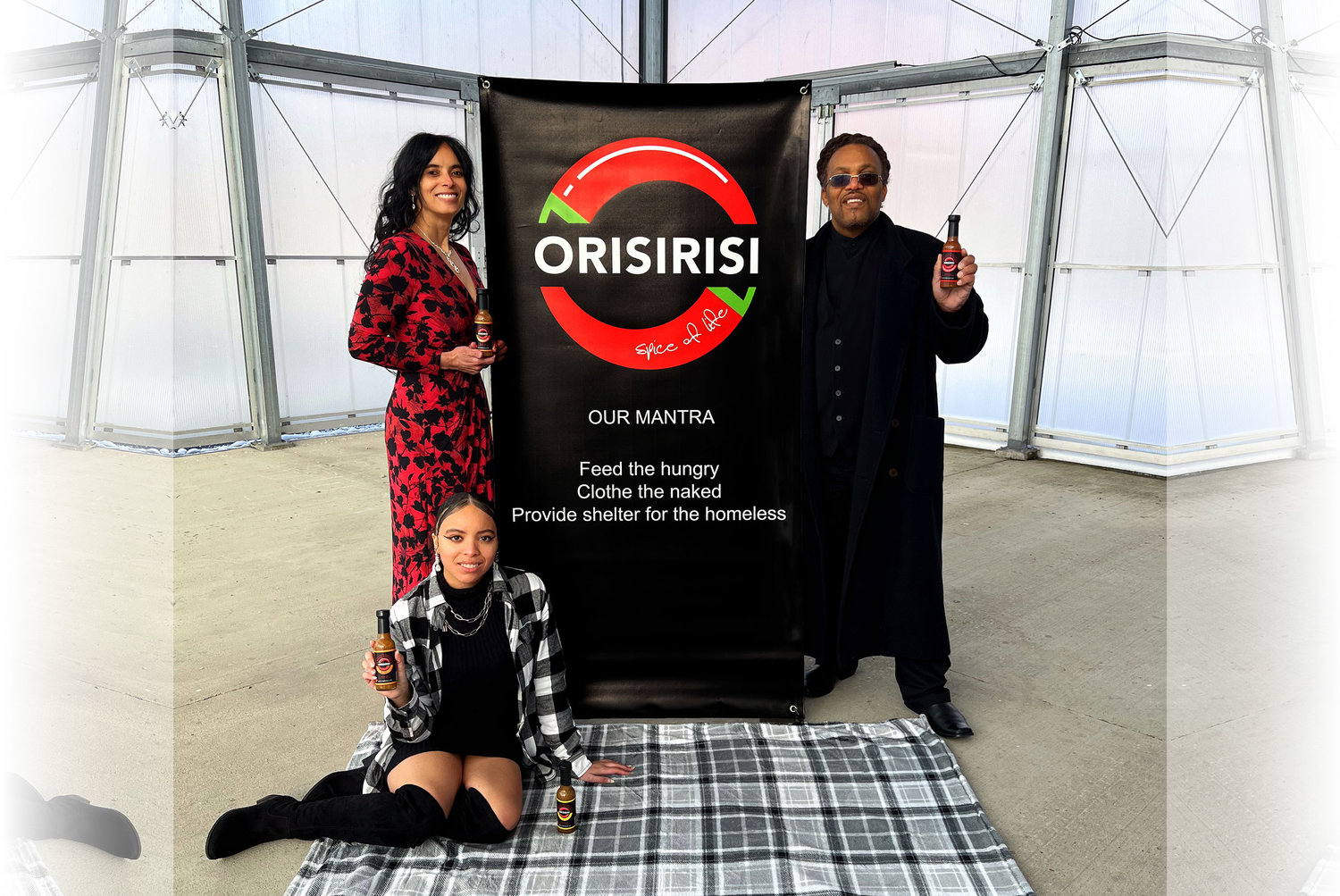 The Hinds family with Orisirisi Spice of Life sauces