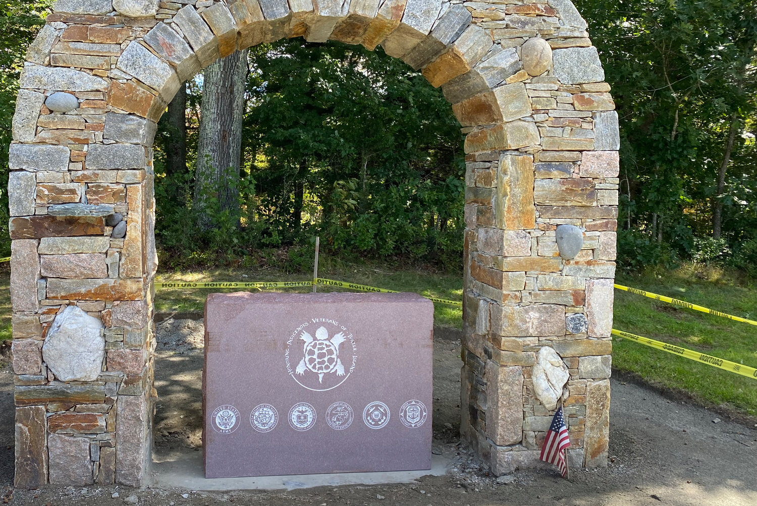 The recently dedicated monument honoring Indigenous veterans at the Rhode Island Veterans Memorial Cemetery