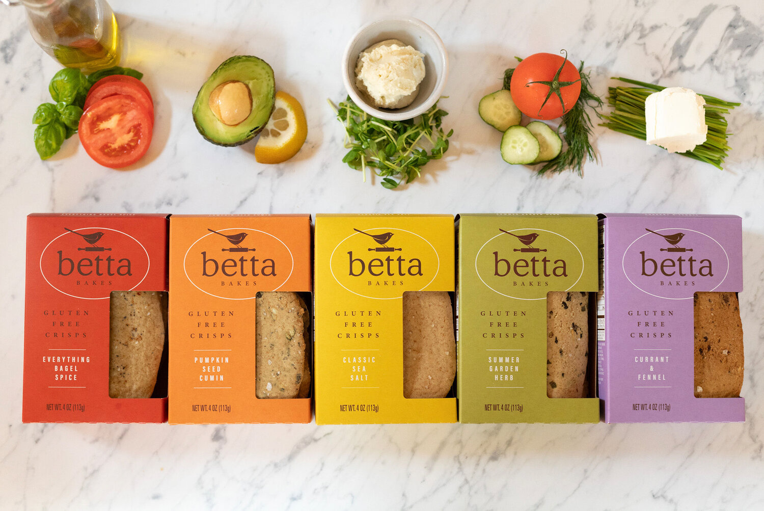 Betta Bakes crisps come in five artisan flavors